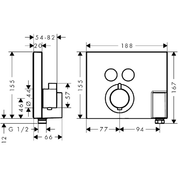 Baterie cu termostatat Hansgrohe, ShowerSelect, cu 2 functii, crom [2]