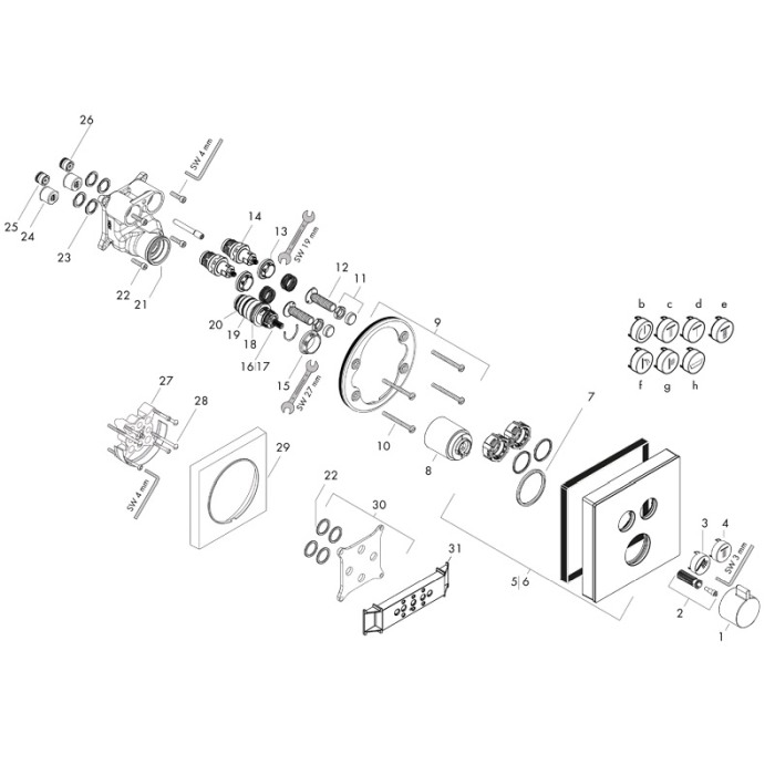 Baterie cu termostatat Hansgrohe, ShowerSelect Glass, cu 2 functii, finisaj sticla, alb/crom [4]