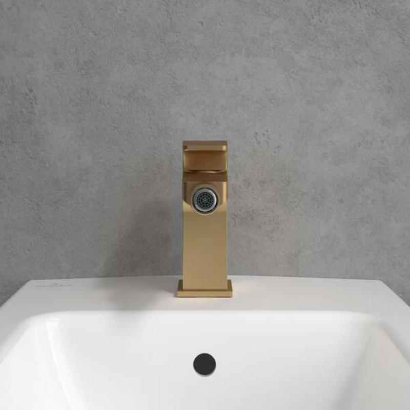 Baterie de bideu Villeroy&Boch, Architectura Square, cu ventil cu tijă, brushed gold [4]