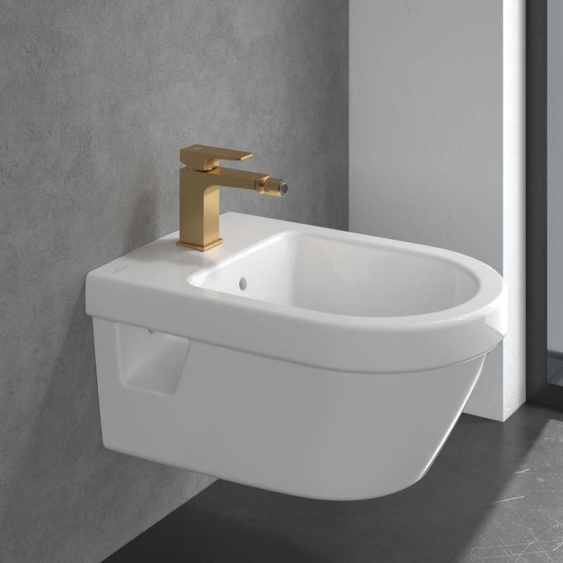 Baterie de bideu Villeroy&Boch, Architectura Square, cu ventil cu tijă, brushed gold [6]