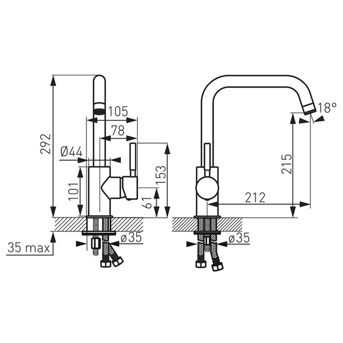 Baterie de bucatarie, Ferro, Ratio, negru mat [2]