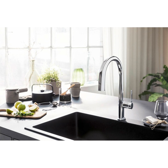 Baterie de bucatarie, Hansgrohe, Aqittura M91 210, sBox, pipa extractibila, crom [4]