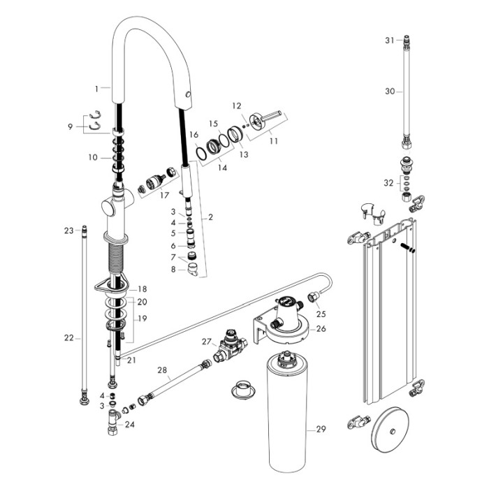 Baterie de bucatarie, Hansgrohe, Aqittura M91 210, sBox, pipa extractibila, negru mat [3]