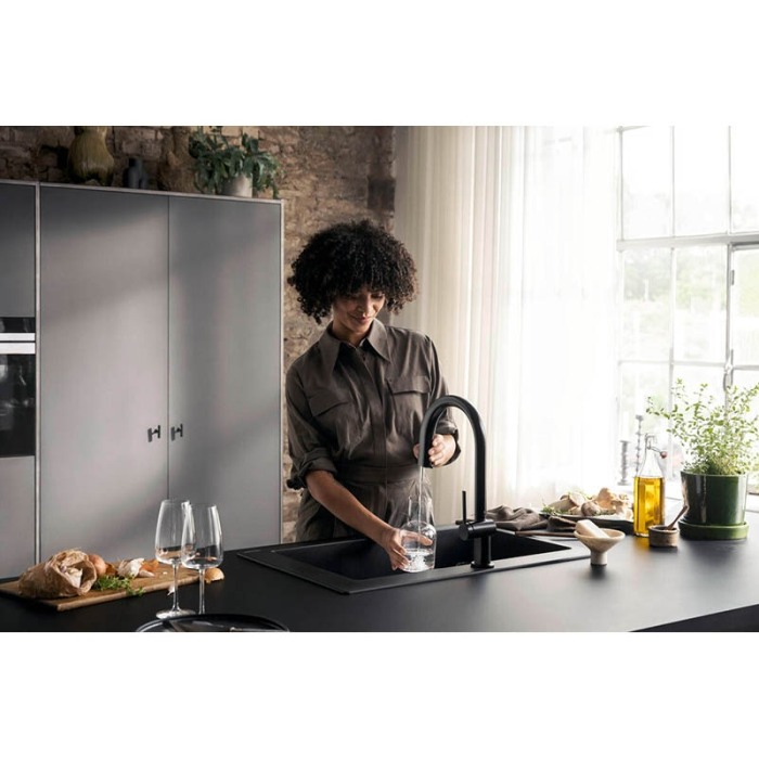 Baterie de bucatarie, Hansgrohe, Aqittura M91 210, sBox, pipa extractibila, negru mat [7]