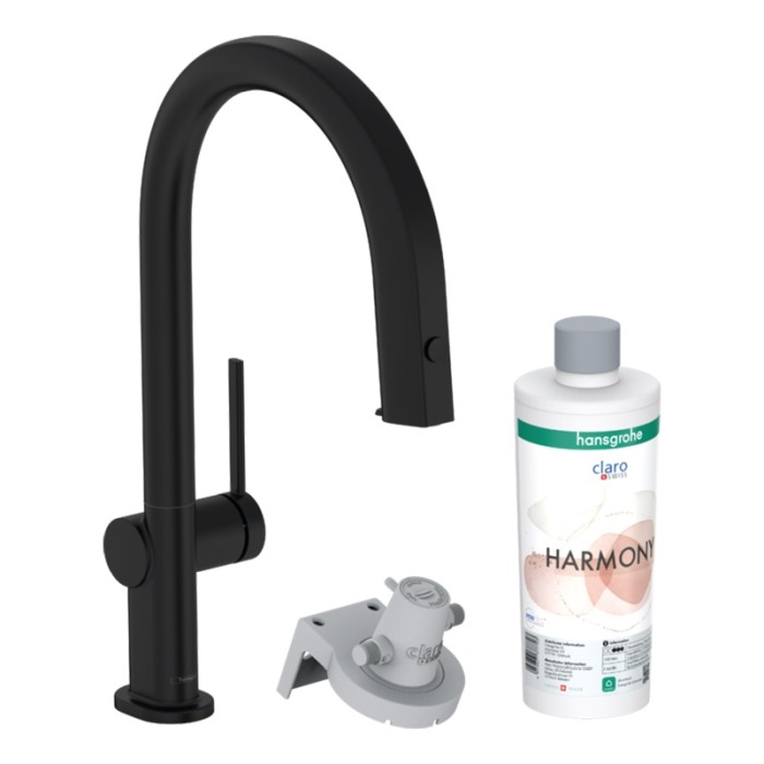 Baterie de bucatarie, Hansgrohe, Aqittura M91 210, sBox, pipa extractibila, negru mat [1]
