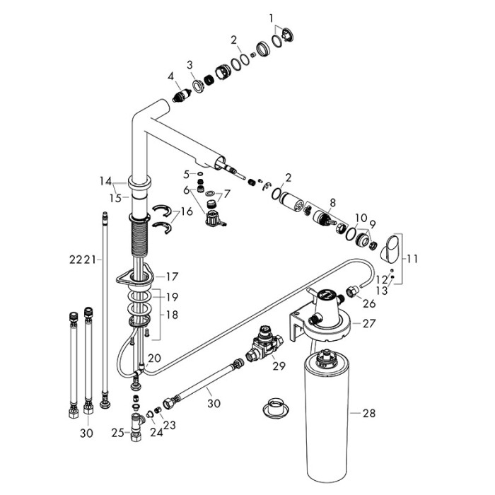 Baterie de bucatarie, Hansgrohe, Aqittura M91 FilterSystem 240, 1 jet, crom [3]