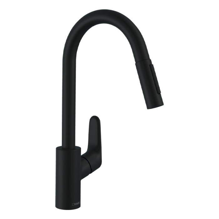 Baterie de bucatarie Hansgrohe, Focus M41 240, pipa extractibila, negru mat [1]