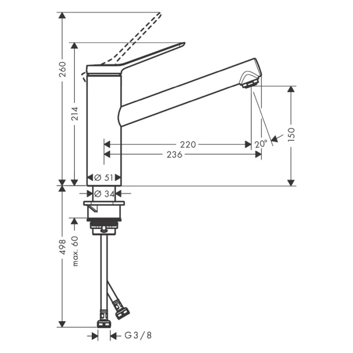 Baterie de bucatarie, Hansgrohe, Zesis M33 150, negru mat [2]