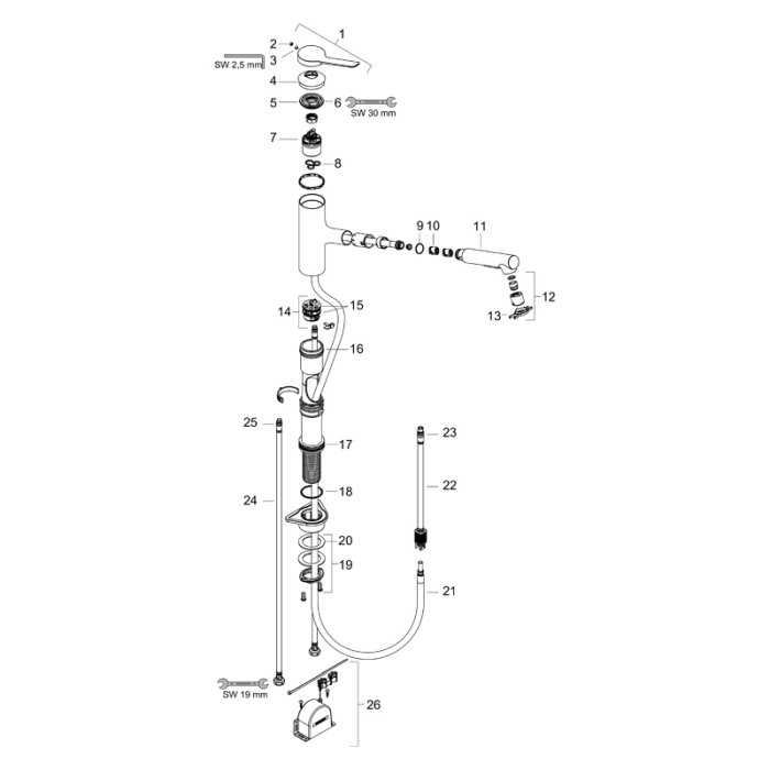 Baterie de bucatarie, Hansgrohe, Zesis M33 150, sBox, negru mat [4]