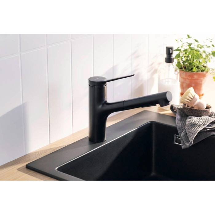 Baterie de bucatarie, Hansgrohe, Zesis M33 150, sBox, negru mat [5]