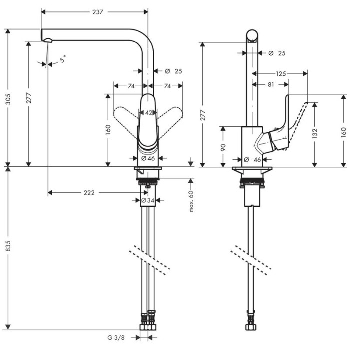 Baterie de bucatarie monocomanda, Hansgrohe, Focus, M41 280, crom [2]