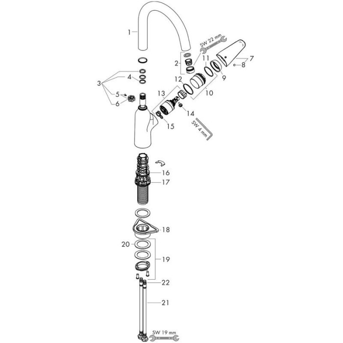 Baterie de bucatarie monocomanda, Hansgrohe, Focus, M42 220, crom [3]