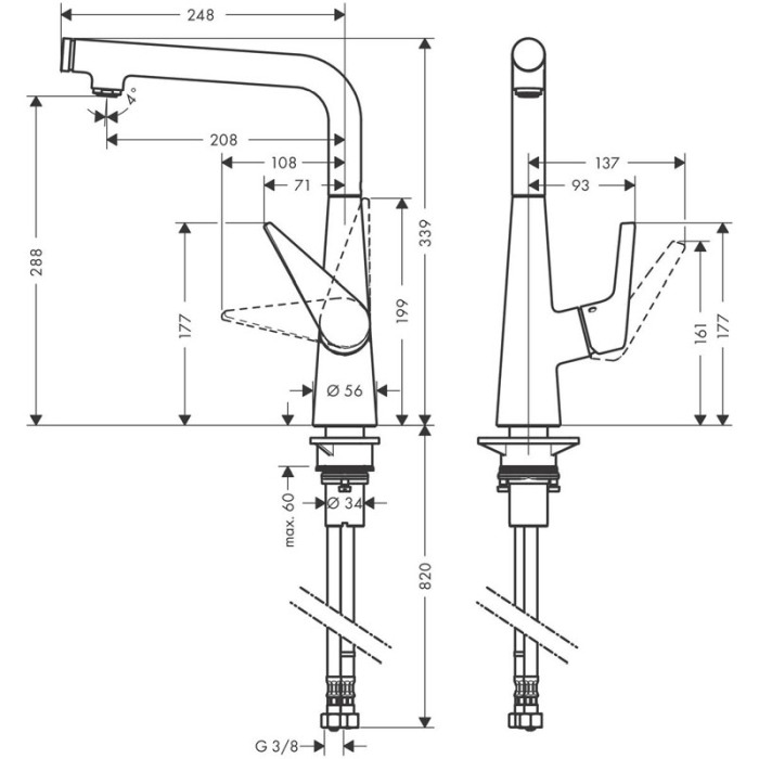 Baterie de bucatarie monocomanda, Hansgrohe, Talis Select M51 300, 1 jet, crom [2]