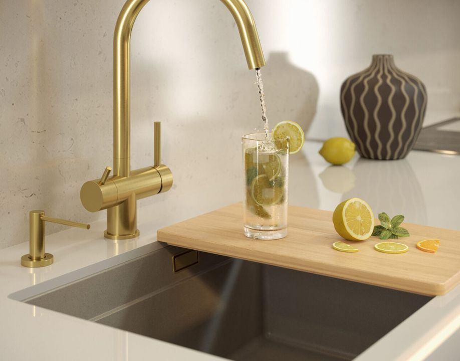 Baterie de bucătărie REA Caren auriu periat [4]