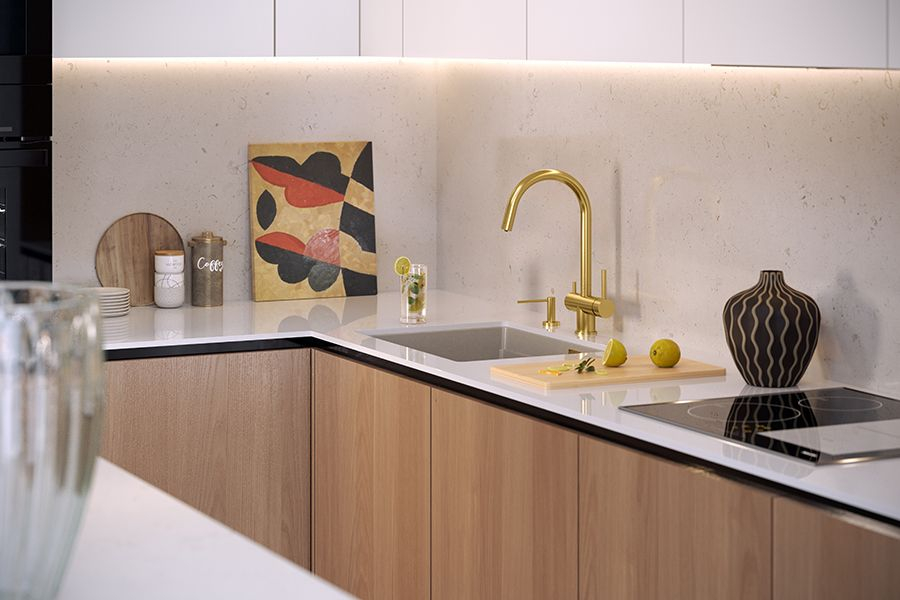 Baterie de bucătărie REA Caren auriu periat [6]