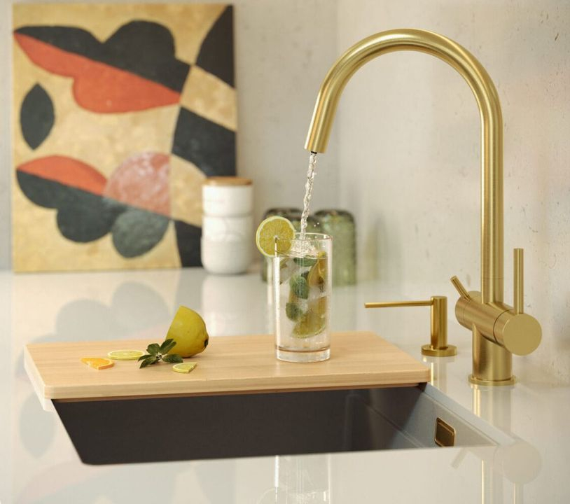 Baterie de bucătărie REA Caren auriu periat [8]