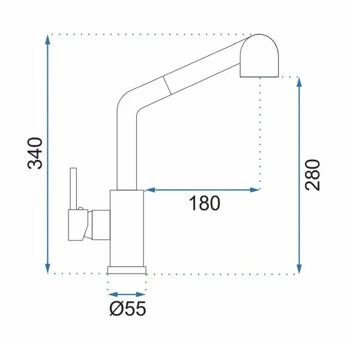 Baterie de bucătărie Troy Otel periat, Rea [7]