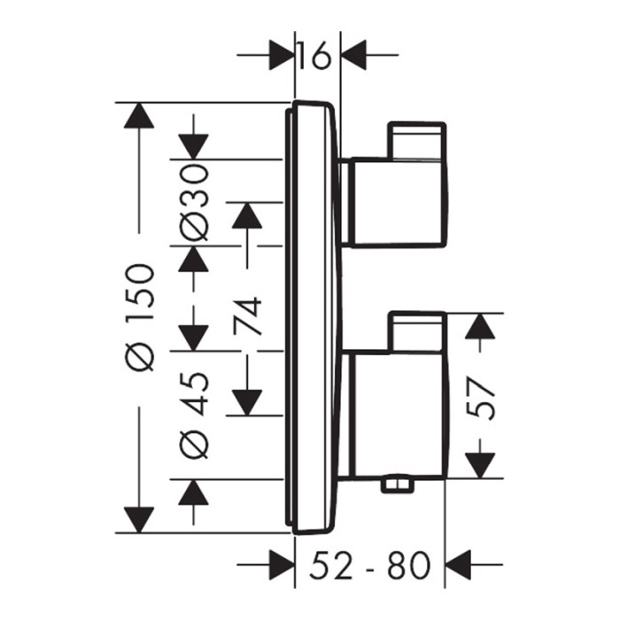 Baterie de dus, Hansgrohe, Ecostat S, doua functii, crom [2]