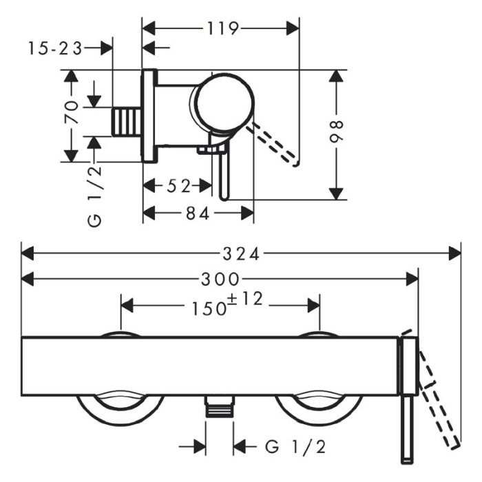 Baterie de dus, Hansgrohe, Finoris, crom [2]