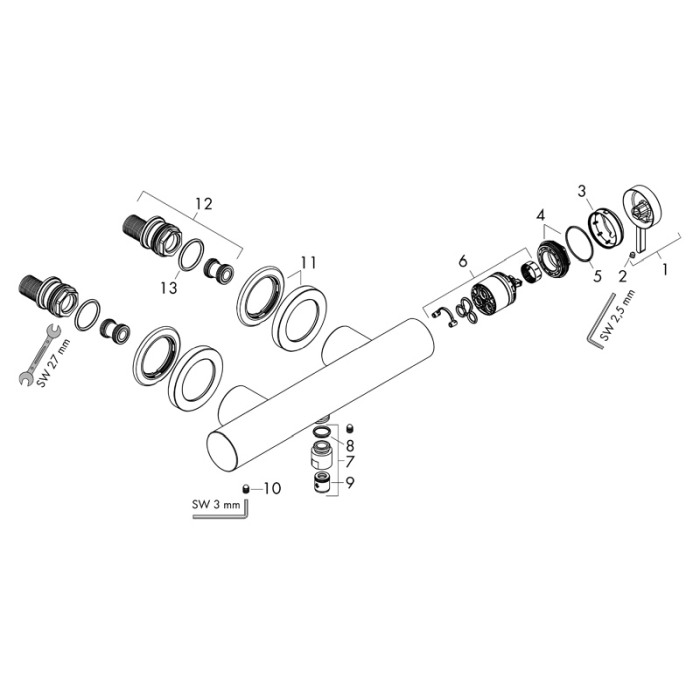 Baterie de dus, Hansgrohe, Finoris, crom [4]