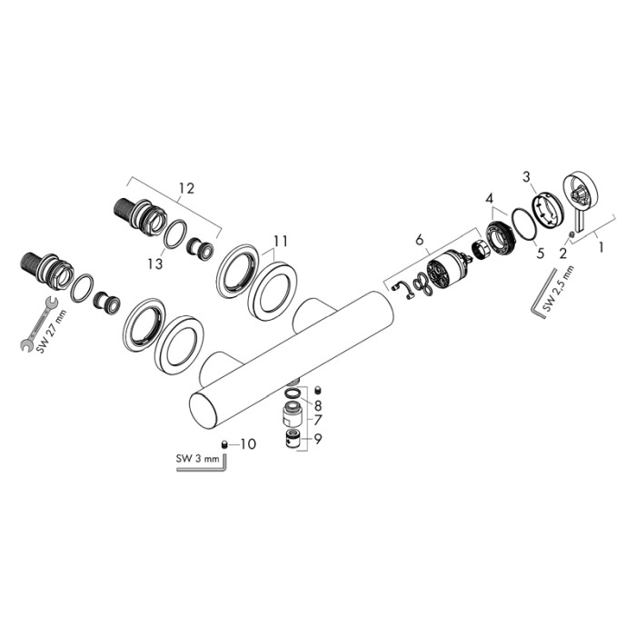 Baterie de dus, Hansgrohe, Finoris, negru mat [4]