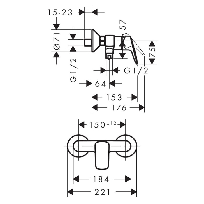 Baterie de dus, Hansgrohe, Logis, negru mat [2]