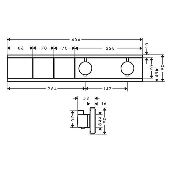 Baterie de dus, Hansgrohe, RainSelect, cu doua functii, negru mat [2]