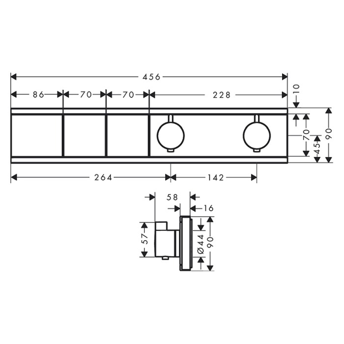 Baterie de duș, Hansgrohe, RainSelect, termostatată, parte vizibilă, bronz periat [2]