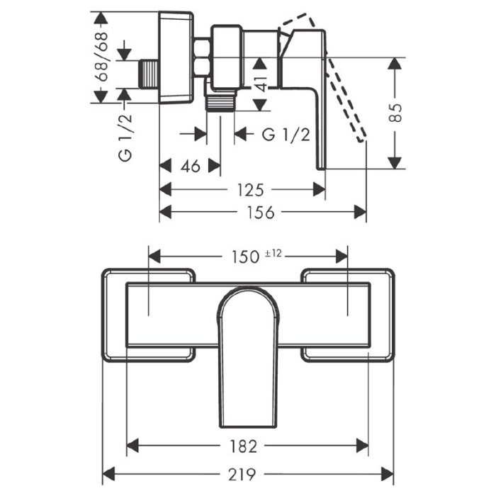 Baterie de dus, Hansgrohe, Vernis Shape, crom [2]