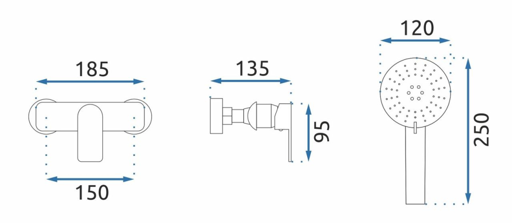 Baterie de duș REA Bloom alb crom [7]