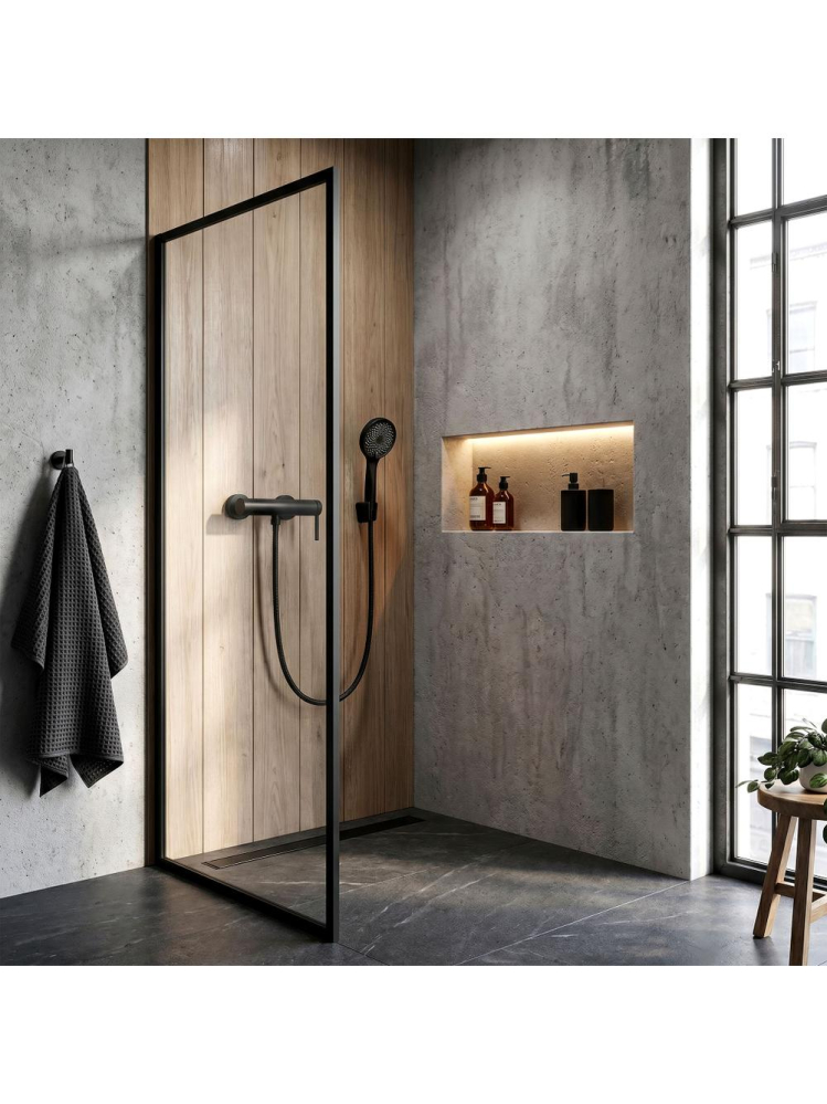 Baterie de dus REA Rivo negru mat montaj perete electroplating 100 mm [6]