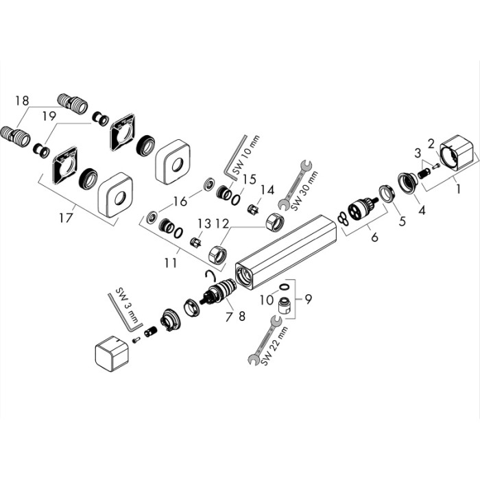 Baterie de dus termostatata, Hansgrohe, Ecostat E, Crom [3]