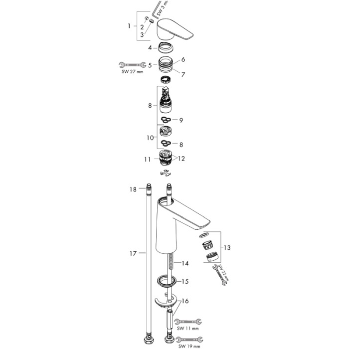 Baterie de lavoar cu ventil, Hansgrohe, Talis E 110, Crom [3]