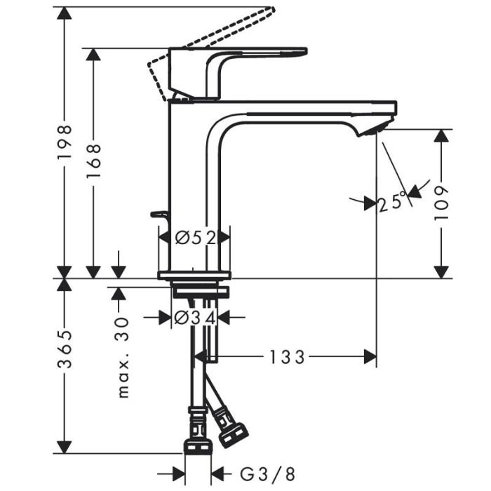 Baterie de lavoar, Hansgrohe, Rebris E 110, CoolStart, cu ventil pop-up metalic, negru mat [2]