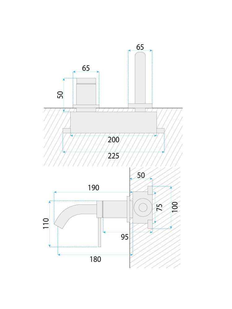 Baterie de lavoar incastrata Rea Clif auriu periat  [7]