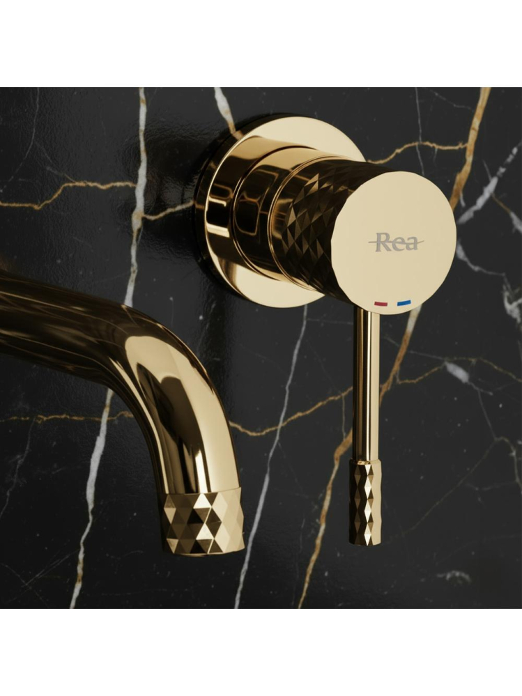 Baterie de lavoar incastrata Rea Lungo Diamond auriu + BOX [9]