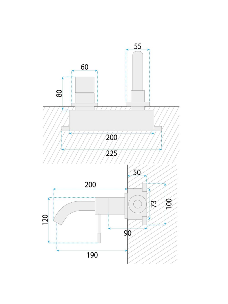 Baterie de lavoar incastrata Rea Lungo Diamond cupru + BOX [8]