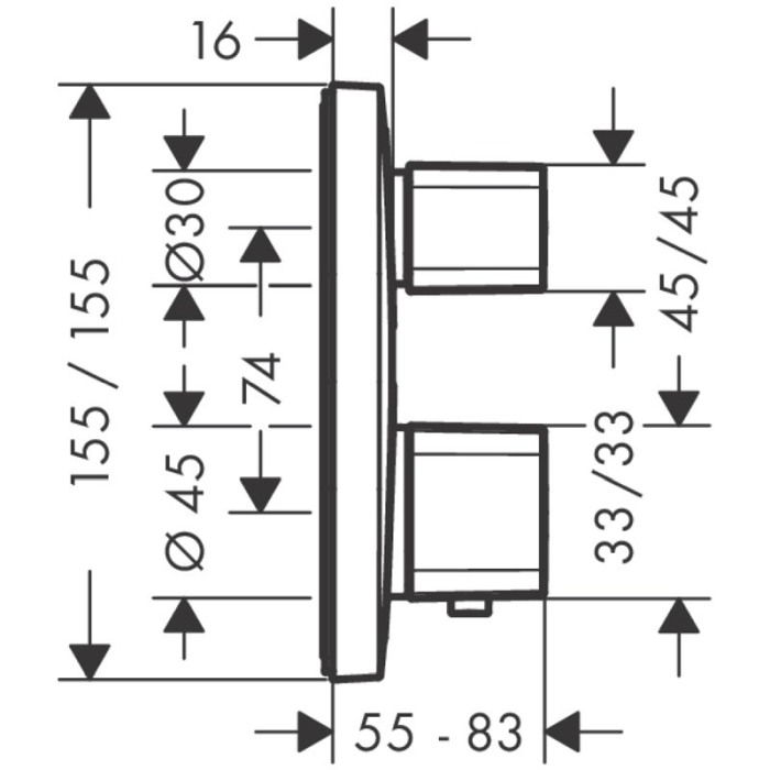 Baterie dus cu termostat, Hansgrohe, Ecostat E, Crom [2]