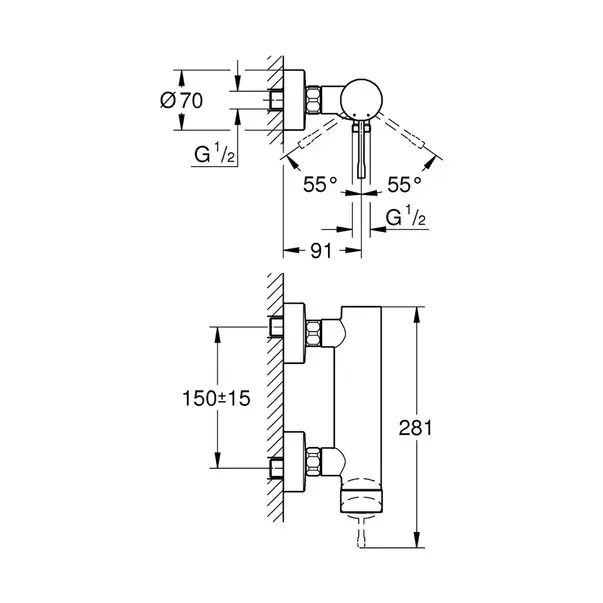 Baterie dus Grohe Essence monocomanda auriu periat Cool Sunrise [2]