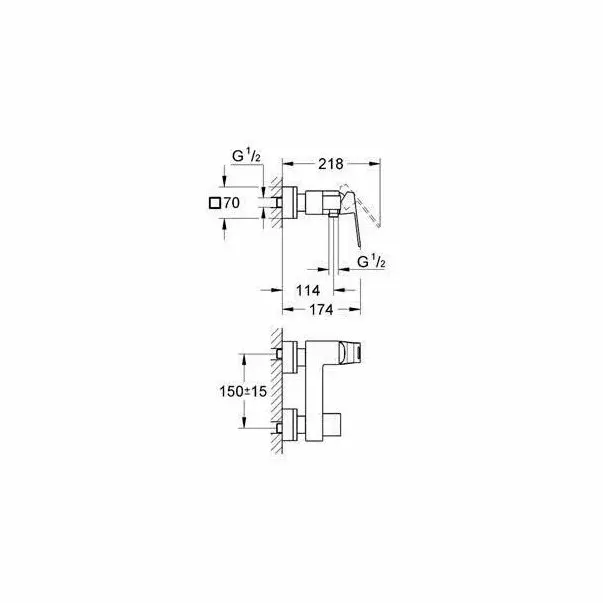 Baterie dus Grohe Eurocube monocomanda crom lucios [2]