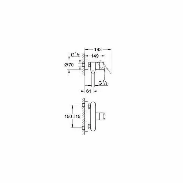 Baterie dus Grohe Eurostyle Cosmopolitan crom monocomanda [2]