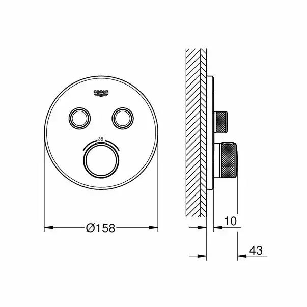 Baterie dus Grohe Grohtherm SmartControl crom lucios fara corp ingropat [2]