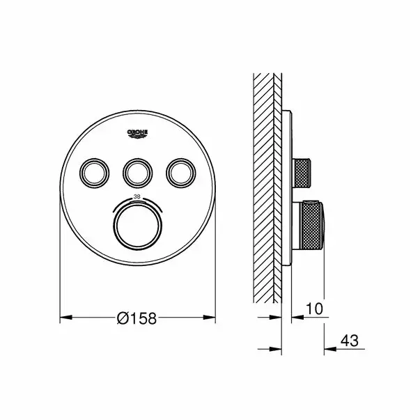 Baterie dus Grohe Grohtherm SmartControl termostatica cu 3 iesiri [6]