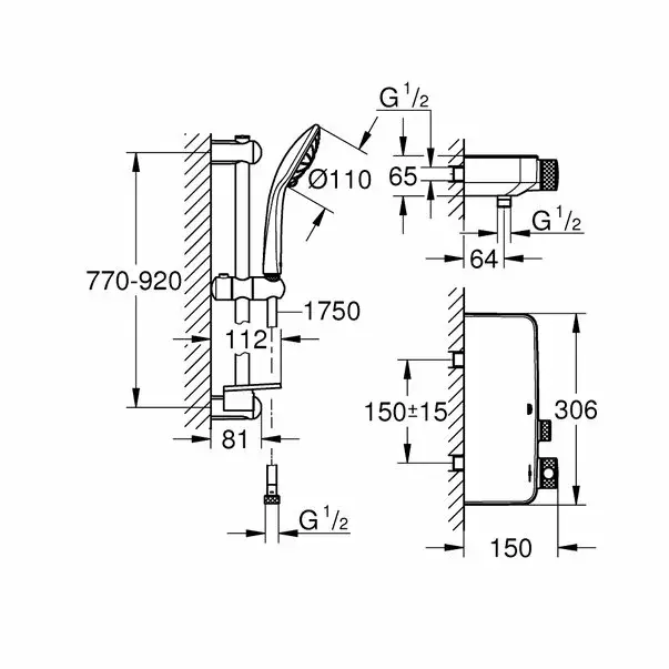 Baterie dus Grohe Grohtherm SmartControl termostatica cu set dus Euphoria [8]