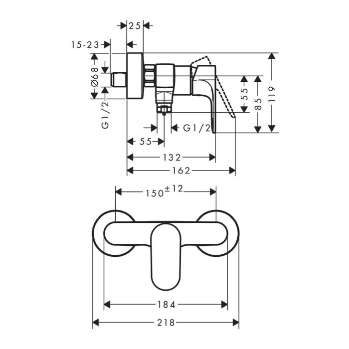 Baterie dus, Hansgrohe, Rebris S, crom [2]