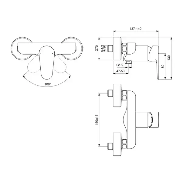 Baterie dus Ideal Standard Cerafine O monocomanda crom lucios [7]