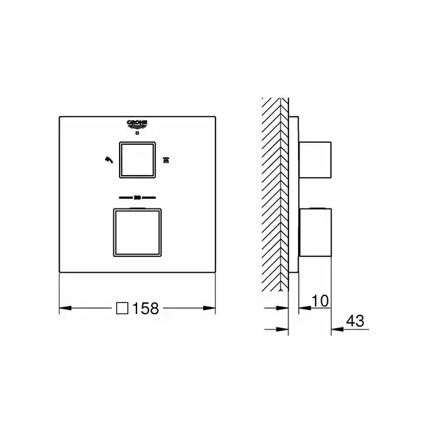 Baterie dus incastrata Grohtherm Cube cu doua iesiri termostatata [5]