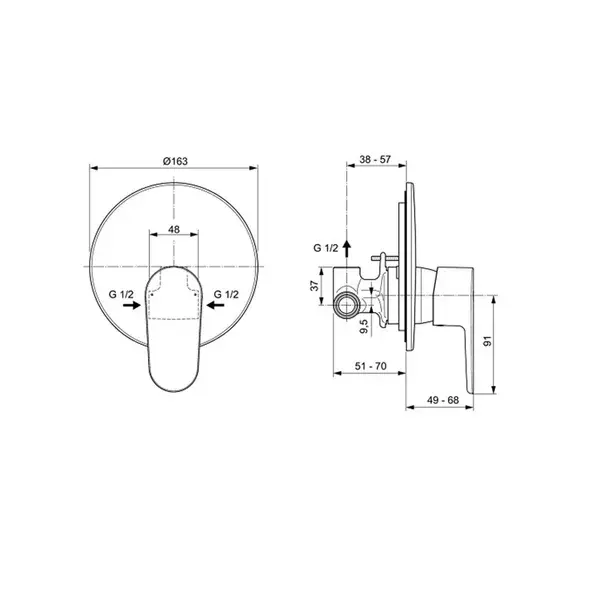 Baterie dus incastrata Ideal Standard Cerafine O negru mat si corp incastrat inclus [2]