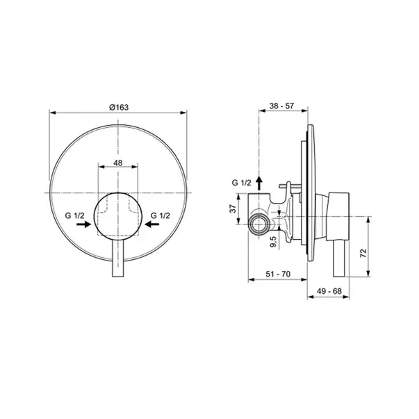 Baterie dus incastrata Ideal Standard Ceraline negru mat si corp incastrat inclus [2]