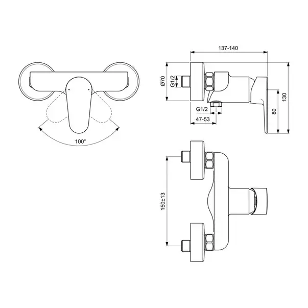 Baterie dus monocomanda Ideal Standard Cerafine O negru mat [2]